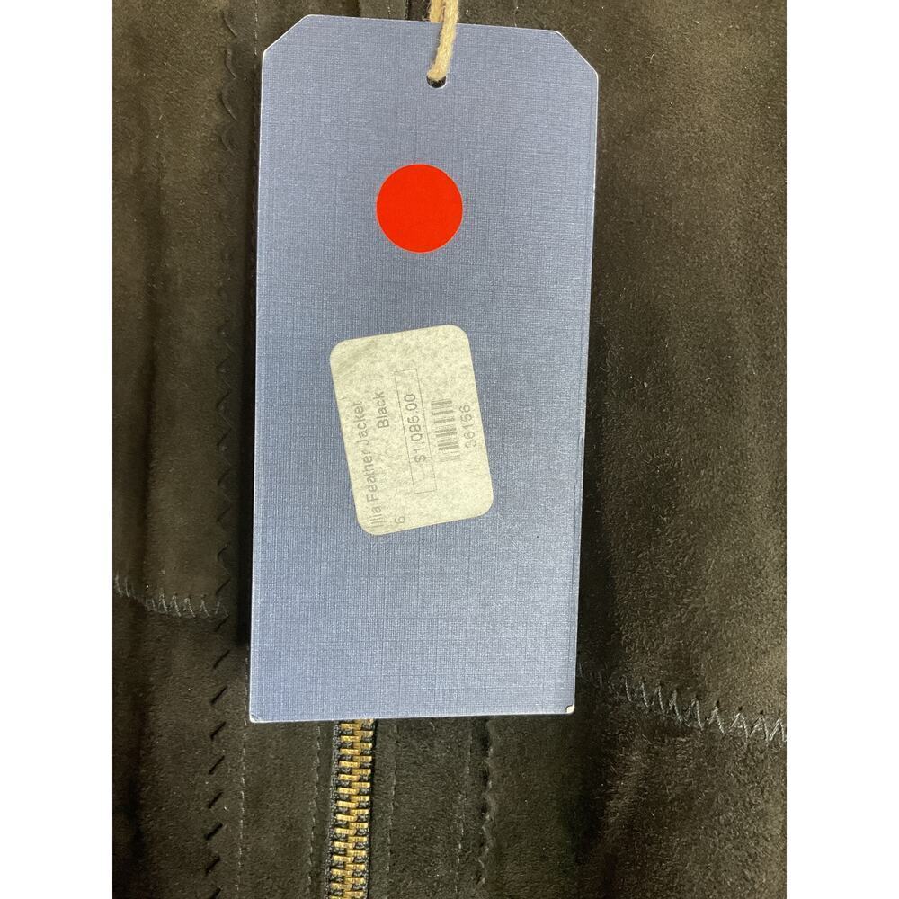 Illia Black Suede‎ Jacket with Ostrich Feather Hem Size 6 NWT - Picture 7 of 8